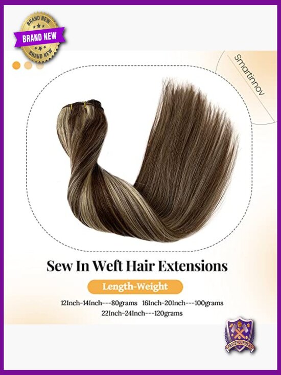14 Inch Hand Tied Weft Hair Extensions Real Human Hair Balayage Straight main image 6